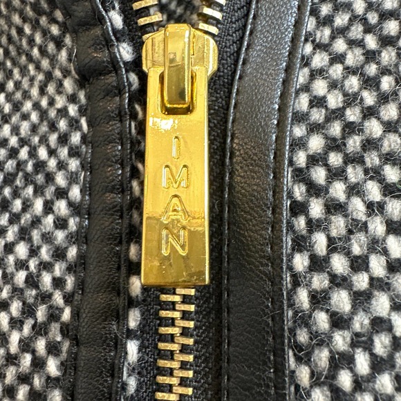 I MAN Size Small Black, Gray, and White Tweed Wool Blend Zip Up Jacket - Picture 4 of 5